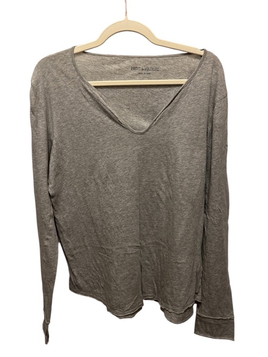 Zadig & Voltaire Tops - ZADIG & VOLTAIRE Light Gray V-Neck Long Sleeve Tee *Original Style* Sz LARGE